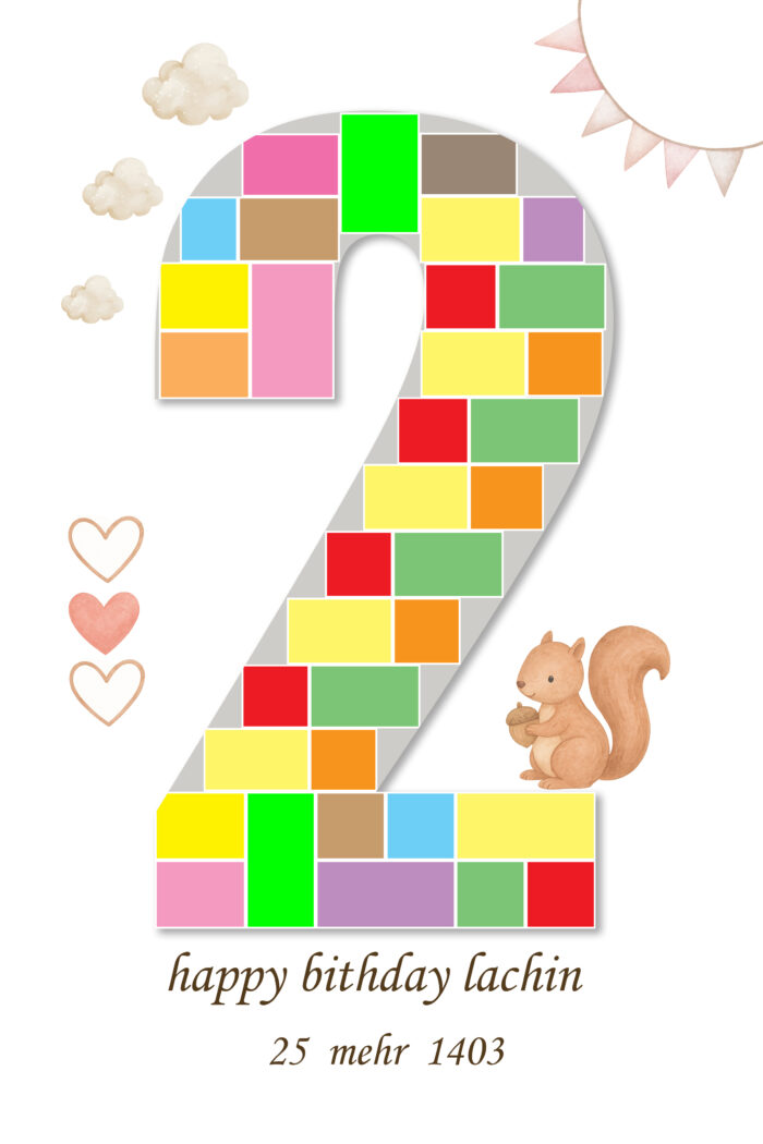 دانلود فایل لایه باز عدد 2 تولد کودک